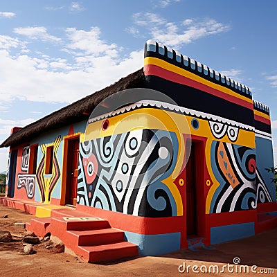 Ndebele House Painting Stock Photo