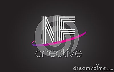 NE N E Letter Logo with Lines Design And Purple Swoosh. Vector Illustration