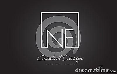 NE Square Frame Letter Logo Design with Black and White Colors. Vector Illustration