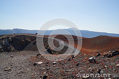 Nea Kameni island near Santorini, in Greece Stock Photo