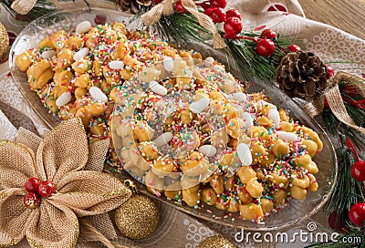 Neapolitan pastry called struffoli - Stock Photo