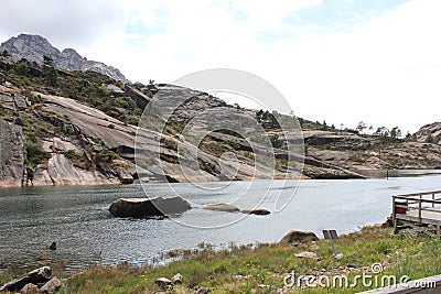 Near Ezaro river waterfal. Sea. Rocks. Landscape Stock Photo