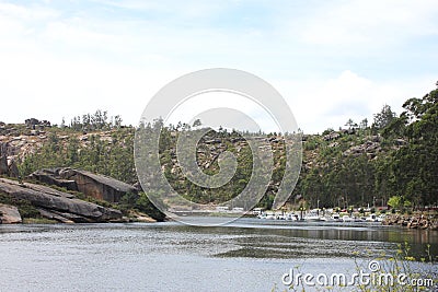 Near Ezaro river waterfal. Sea. Rocks. Landscape Stock Photo