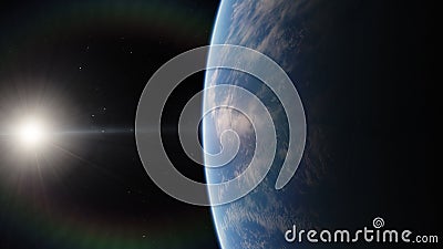Near, low earth orbit blue planet. this image elements furnished by NASA Stock Photo