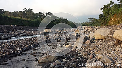 Nearly dried out Guatemalan river Stock Photo