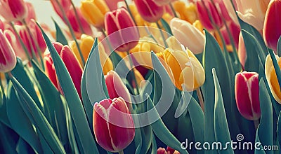 Neat cute tulip flower buds to create lovely bouquets. Stock Photo