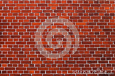 Neat dark red ceramic brick wall. Background image, texture Stock Photo