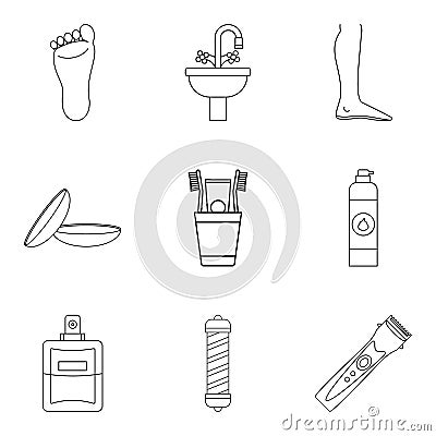 Neat icons set, outline style Vector Illustration
