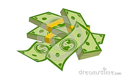 Neat mountain of paper banknotes cartoon vector Vector Illustration