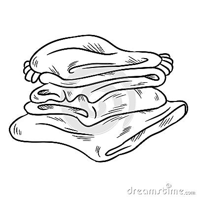 Neat cozy pile of plaids doodle. Folded clothes Vector Illustration