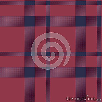 Neat plaid seamless background, checked pattern tartan texture. Doodle check vector textile fabric in red and dark colors Vector Illustration