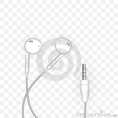 Neat stylish wired earbud headphones in on transparent. Vector Illustration Vector Illustration