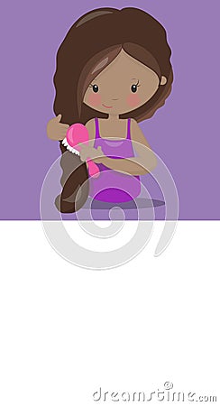 neat and tidy girls purple brushi hears 04 Vector Illustration