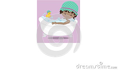 neat and tidy girls taking bath 06 Vector Illustration