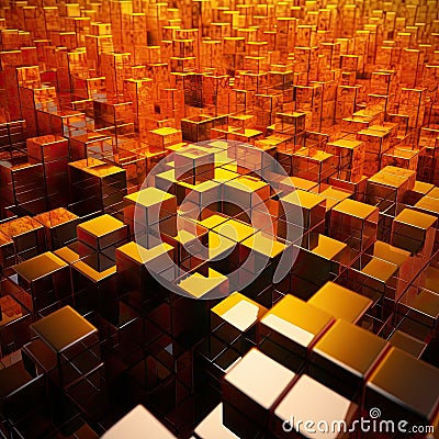 Neatly Constructed Glossy Cubes in Modern Tech Wallpaper. Perfect for Web Design. Stock Photo