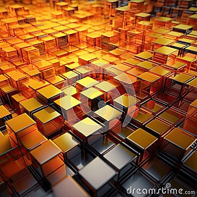 Neatly Constructed Glossy Cubes in Modern Tech Wallpaper. Perfect for Web Design. Stock Photo
