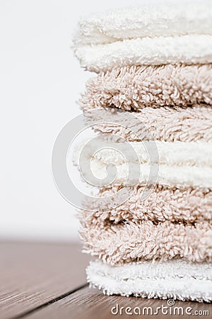 Neatly folded towels Stock Photo