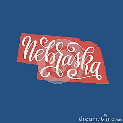 Nebraska. Hand drawn USA state name inside state silhouette. Vector illustration. Vector Illustration