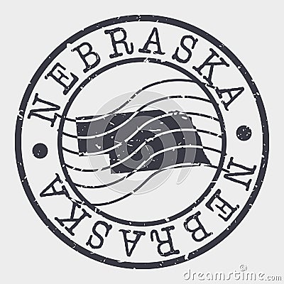 Nebraska Stamp Postal. Map Silhouette Seal. Passport Round Design. Vector Icon. Design Retro Travel. Vector Illustration