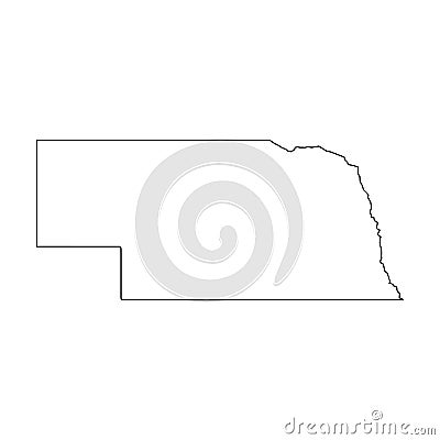 Nebraska, state of USA - solid black outline map of country area. Simple flat vector illustration Vector Illustration