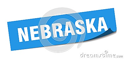 Nebraska sticker. Nebraska square peeler sign. Vector Illustration