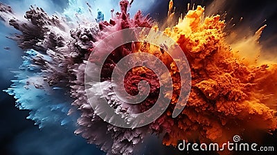 Nebular Color Burst - Abstract Powder Explosion. AI generation Stock Photo