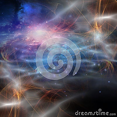 Nebulous filaments swirl and gather in deep space Stock Photo