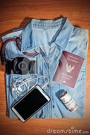 Necessary things to pack for travel Stock Photo