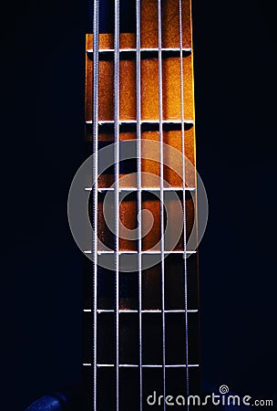 Neck of Five Strings Bass Guitar Stock Photo