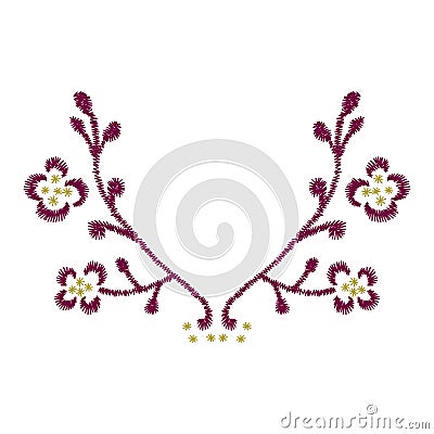 Neck line embroidery design with floral pattern for fashion Vector Illustration