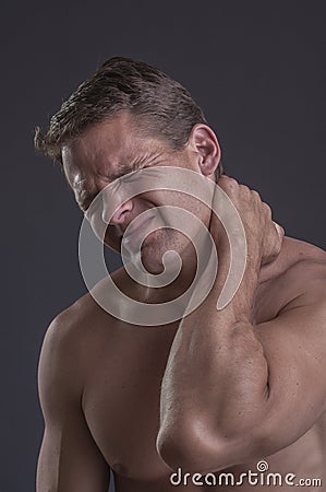 Neck pain Stock Photo