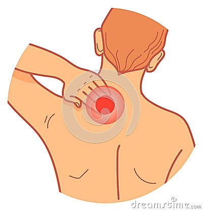 Neck pain icon. Cartoon muscle injury symbol Vector Illustration