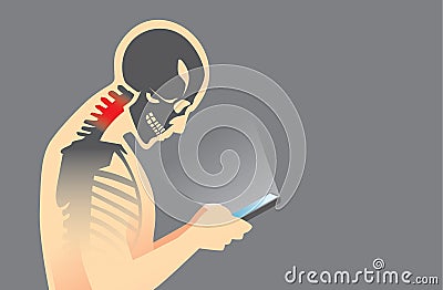 Neck Pain from Smartphone Vector Illustration