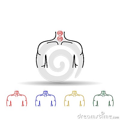 Neck problems, pain multi color icon. Simple thin line, outline vector of plastic, surgery, epilation icons for ui and ux, website Stock Photo