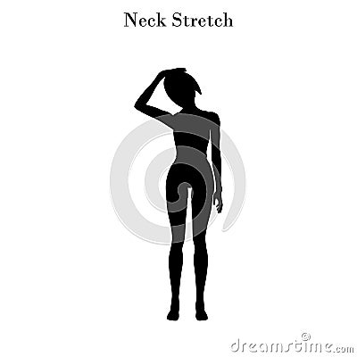 Neck stretch exercise silhouette Vector Illustration