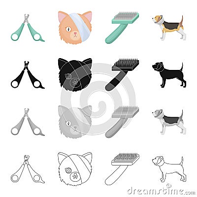 Neck, veterinarian, attributes and other web icon in cartoon style.Dog, animal, limiter icons in set collection. Vector Illustration