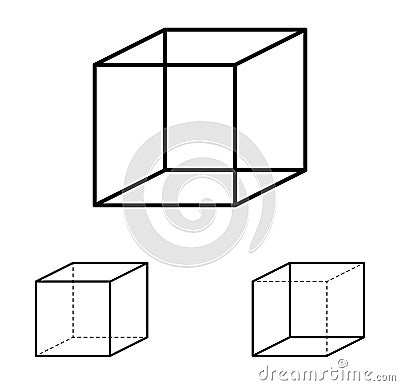 Necker cube optical illusion Vector Illustration