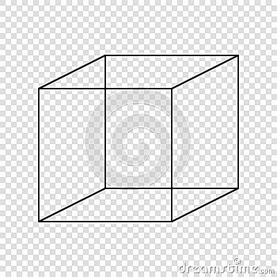 Necker cube optical illusion Cartoon Illustration