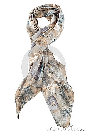 A neckerchief is grey strung on a knot on a white background Stock Photo