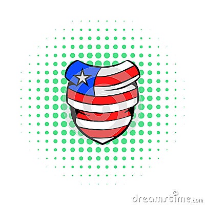 Neckerchief in USA flag colors icon, comics style Stock Photo