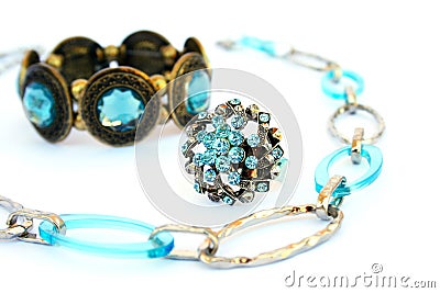 Necklace, bracelet and ring Stock Photo