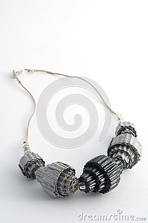 Necklace from cardboard packaging Stock Photo
