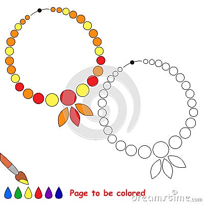 Necklace cartoon. Page to be colored. Vector Illustration