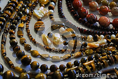 necklace collection mineral background Stock Photo