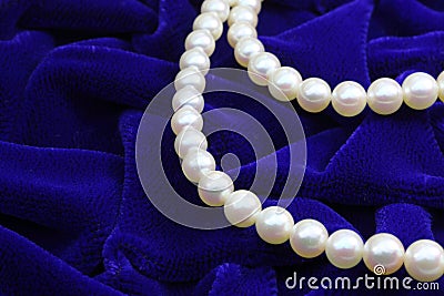 Necklace with a double strand of pearls Stock Photo