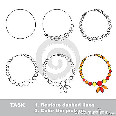 Necklace. Drawing tutorial. Vector Illustration