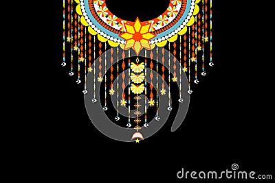 Necklace Ethnic Embroidery Geometric Oriental Traditional Pattern Vector Illustration