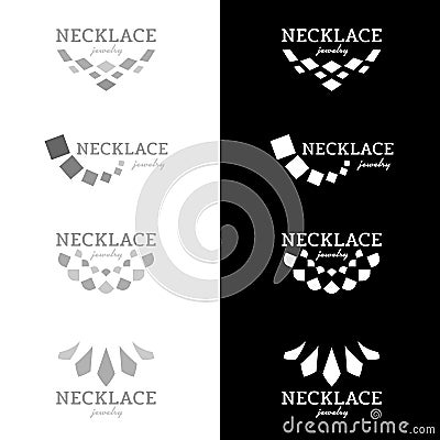 Necklace logo with square diamond shape black and gray tone vector design Vector Illustration