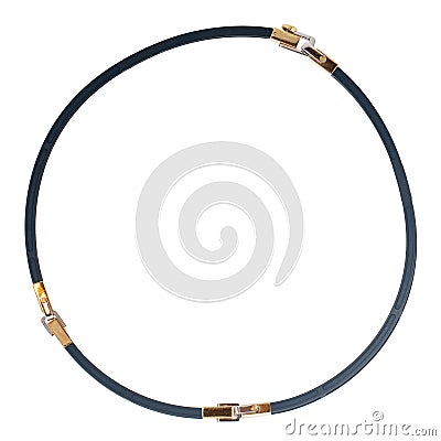 Necklace made of blue rubber, white and yellow gold Stock Photo