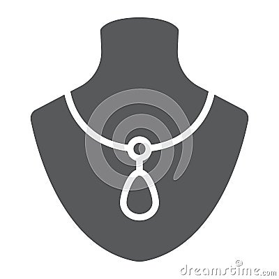 Necklace on manneqiun glyph icon, jewelry and accessory, dummy with jewelry sign, vector graphics, a solid pattern on a Vector Illustration